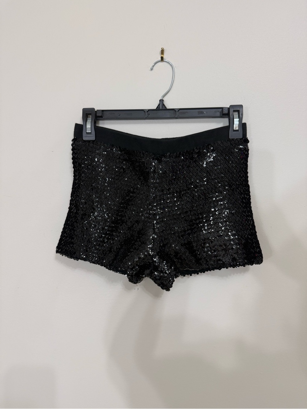 Revolution Dancewear Black Sequin Dance Shorts Size Medium Stage Costume, EUC